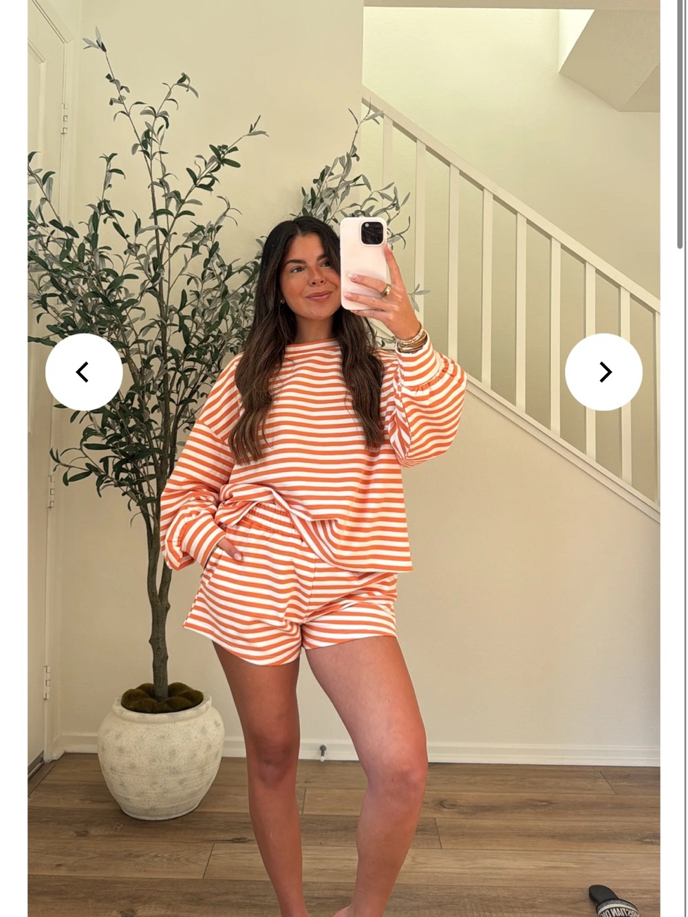 BUCKETLIST Orange & White Striped Lounge Set
